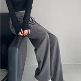 Elastic Waist Bow-knot Pleated Patchwork Wide Leg Dress-up Loose High Waist Female Trouser