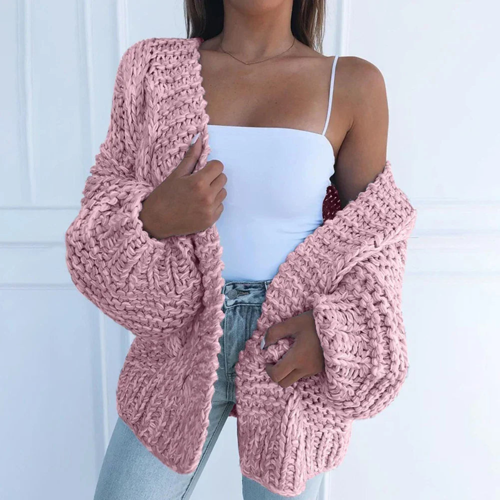 Winter Fashion Women Sweater Cardigan Warm Solid Polyester Spandex Coat