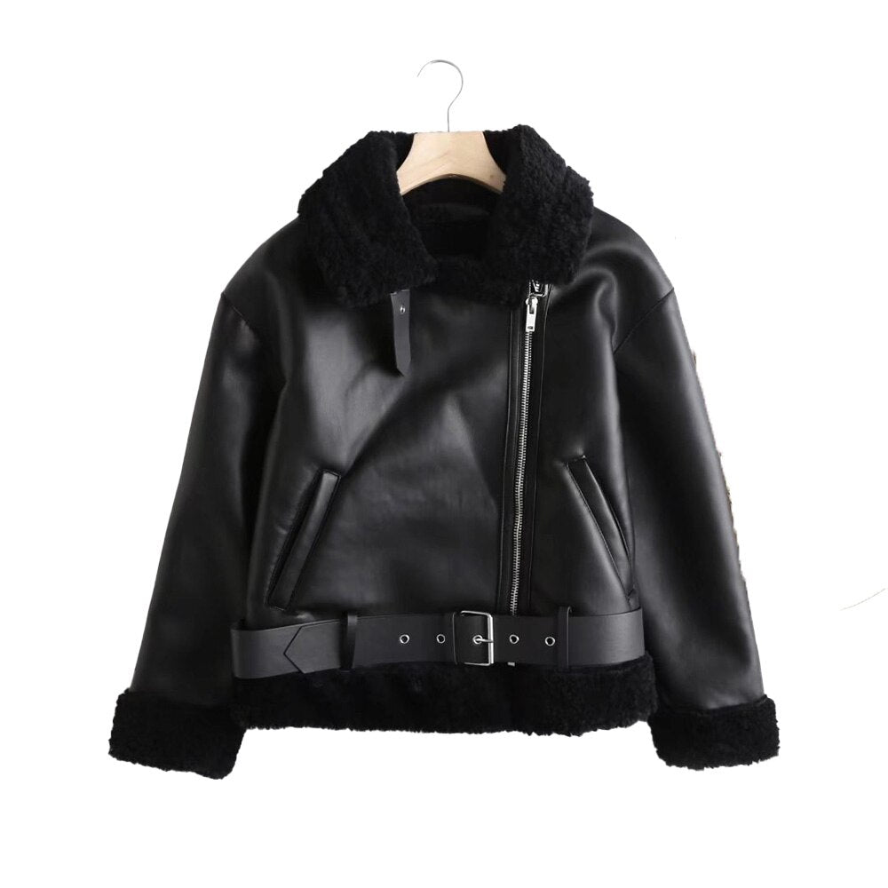 New Faux Leather Double Sided Coat