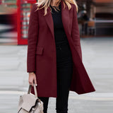Winter Wool Women Light Weight Thin Jacket Slim Long Sleeve Office Business Wrap Coat