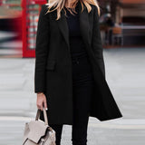 Winter Wool Women Light Weight Thin Jacket Slim Long Sleeve Office Business Wrap Coat