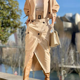 Khaki Loose Short Trench Coat 2025 Spring Fashion Solid Crop Ladies High Street Oversized Outwear Jacket