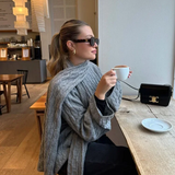 Women Chic With Scarf Knitted Fashion O Neck Basic Long Sleeves Sweater