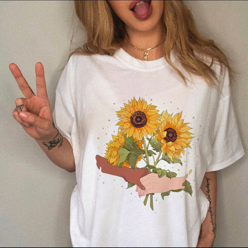 Women Clothing Print Female Top Short Sleeve Tee