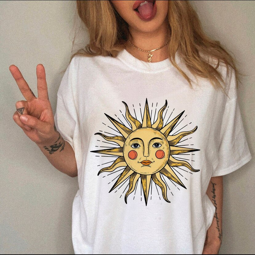 Women Clothing Print Female Top Short Sleeve Tee