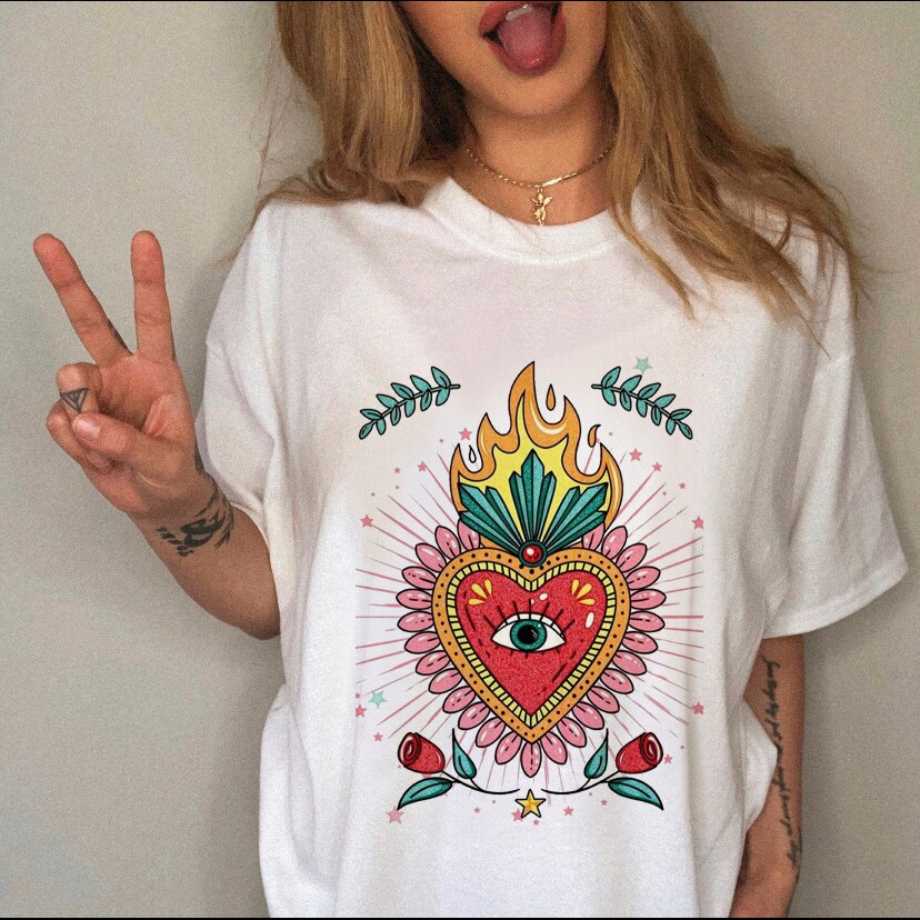Women Clothing Print Female Top Short Sleeve Tee