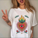Women Clothing Print Female Top Short Sleeve Tee
