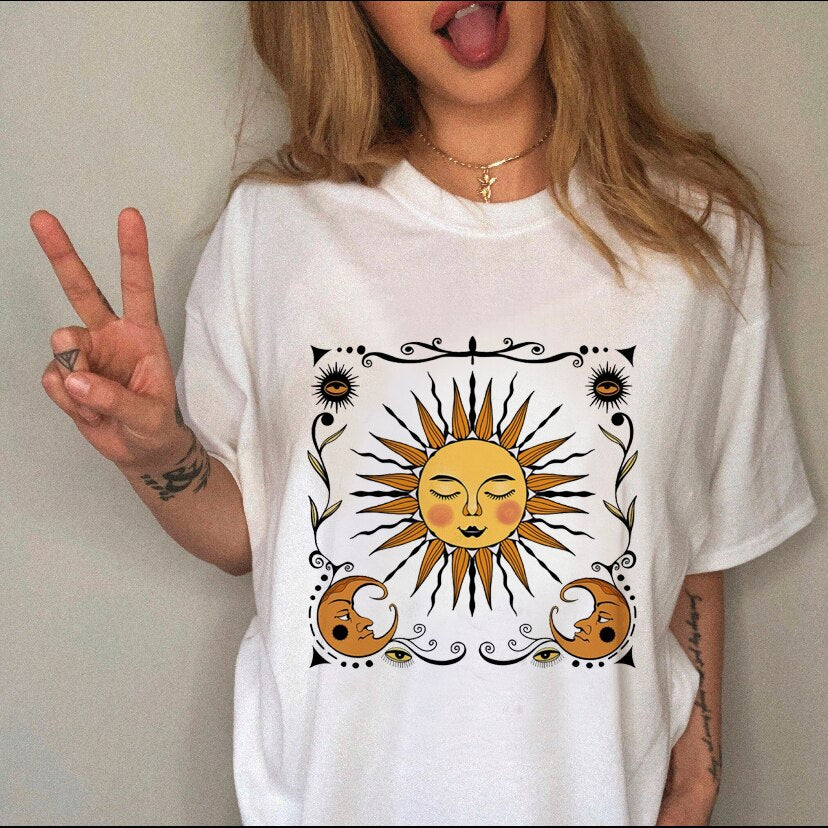 Women Clothing Print Female Top Short Sleeve Tee
