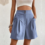 Summer Color Loose Semi Elastic Waist Casual High Waist Board Shorts