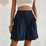 Summer Color Loose Semi Elastic Waist Casual High Waist Board Shorts