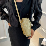 Creative PU Coffin Shape Embroidery Underarm Phone Office Travel Bag