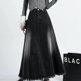 Y2k Harajuku A-Line Vintage Denim Long Skirt Bottom