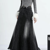 Y2k Harajuku A-Line Vintage Denim Long Skirt Bottom