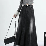 Y2k Harajuku A-Line Vintage Denim Long Skirt Bottom
