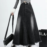 Y2k Harajuku A-Line Vintage Denim Long Skirt Bottom