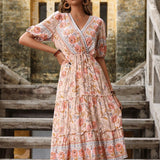 Bohemian Print V-neck HolidayChiffon Dress
