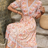 Bohemian Print V-neck HolidayChiffon Dress