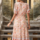 Bohemian Print V-neck HolidayChiffon Dress
