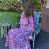 Casual Summer Floral Printing V-Neck Boho Dress
