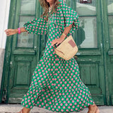 Casual Summer Floral Printing V-Neck Boho Dress
