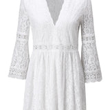 Elegant Floral Lace Long Sleeve Mini Dress