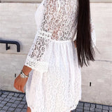 Elegant Floral Lace Long Sleeve Mini Dress