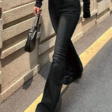 Women Flare Stretch High Gray Double Button Trouser