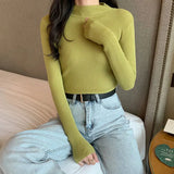 Half Turtleneck Full Sleeve Short Slim-fit Chic Sweater