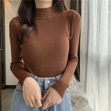 Half Turtleneck Full Sleeve Short Slim-fit Chic Sweater