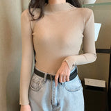Half Turtleneck Full Sleeve Short Slim-fit Chic Sweater