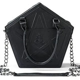 Pentagram Punk Darkness Gothic Star Black Soft Leather Chain Women Handbag