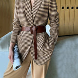 Long Sleeve Plaid Blazer