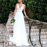 Women Sexy White Lace Hook Flower Hollow Patchwork Boho Long Sleeve Dresses Wedding Party