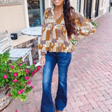 Women Flare Bell Punk Distressed Classic Mom Casual Trouser