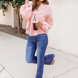 Women Flare Bell Punk Distressed Classic Mom Casual Trouser