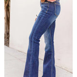 Women Flare Bell Punk Distressed Classic Mom Casual Trouser