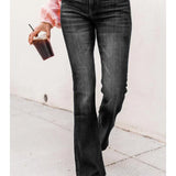 Women Flare Bell Punk Distressed Classic Mom Casual Trouser