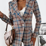 Office Lady Jacket Double Breasted Outwear 2025 Casual Pocket Female Coat