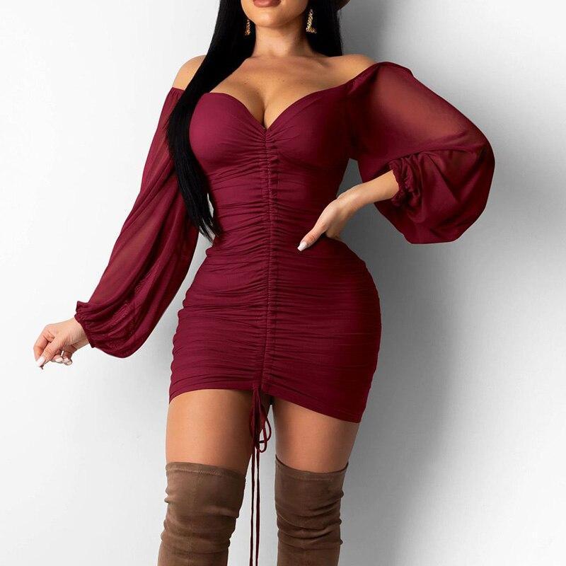 Lace Up Bodycon Dress Spring Party Dresses