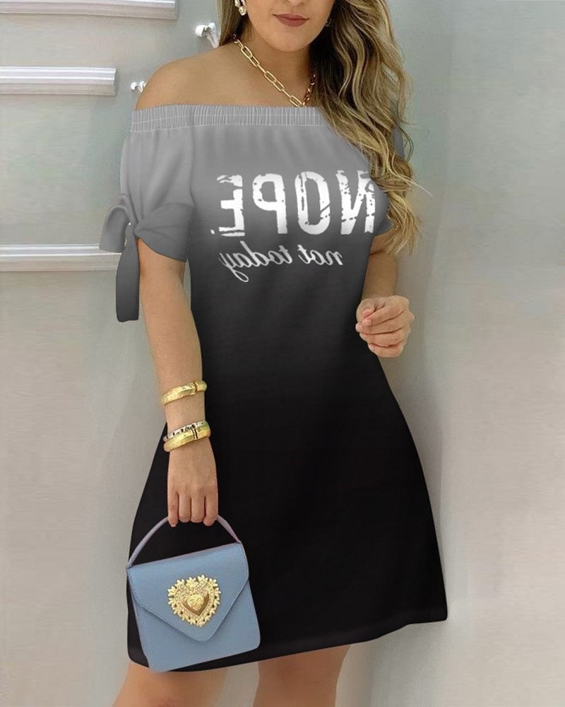 Women Off Shoulder Summer Mini Dress Short Sleeve Bow Tie Striped Plaid Floral Vestidos