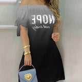 Women Off Shoulder Summer Mini Dress Short Sleeve Bow Tie Striped Plaid Floral Vestidos