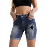 Women'S Summer Patch Pants Leg Fashion Stretch Slim Five Point Jeans Blue Jeans For Womens Summer Short