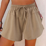 Women's Casual Floral Print Drawstring Loose Shorts High Waist Cotton Linen Sport Office Summer Shorts