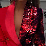 Women Sequined Patchwork Blazer Dress