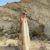 Loose Waist Streetwear Fashion Floor Length Boho Dress