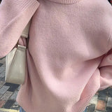 Women Solid Knitting Loose O-neck Long Sleeve Soft Elegant Basic Autumn Warm Sweater