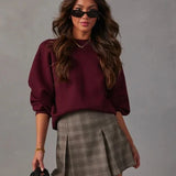 Women Solid O-neck Knitted Warm Pullover Tops Fashion Loose Basic Thick Sweater