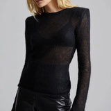 Women Solid Round Neck Thin Elegant Long Sleeve Bodycon Autumn Fashion Commuting Sweater