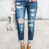 Women Ripped Hollow Out Bleached Y2k Trouser