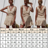 Women Summer Boho Casual Sleeveless Sexy Ladies Deep V-Neck Falbala Party Casual Beach Mini Dress Sundress